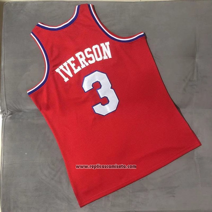 Camiseta Philadelphia 76ers Allen Iverson NO 3 Mitchell & Ness 2002-03 Rojo